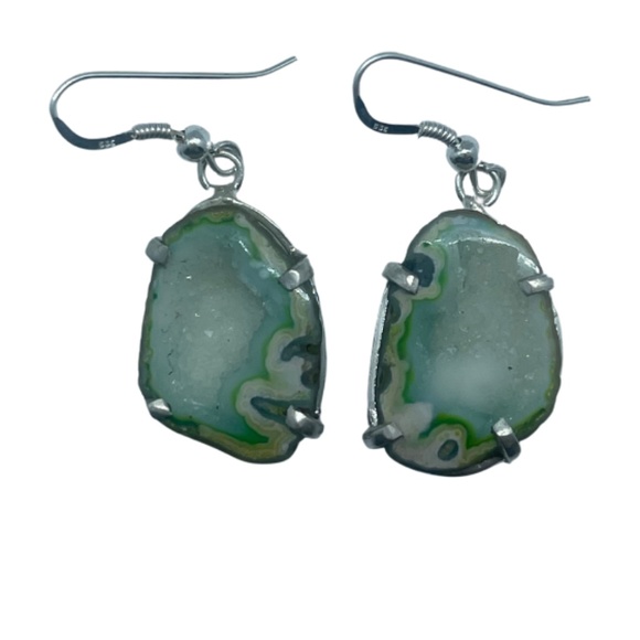 Green Druzy Earrings - Picture 1 of 1